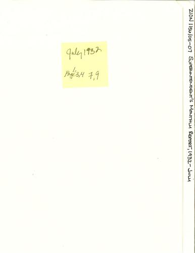 ZION 5087 Superintendents Monthly Report 1932 07