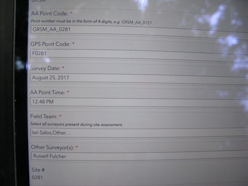 GRSM Accuracy Assessment. Plot Code: GRSM_AA_0281_1