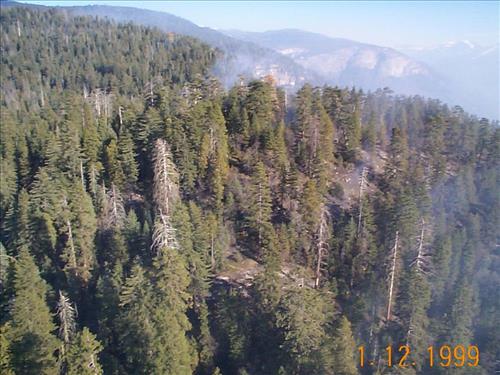 Aerial shots of the Turner Ridge prescribed fire, January 12, 1999, Yosemite National Park