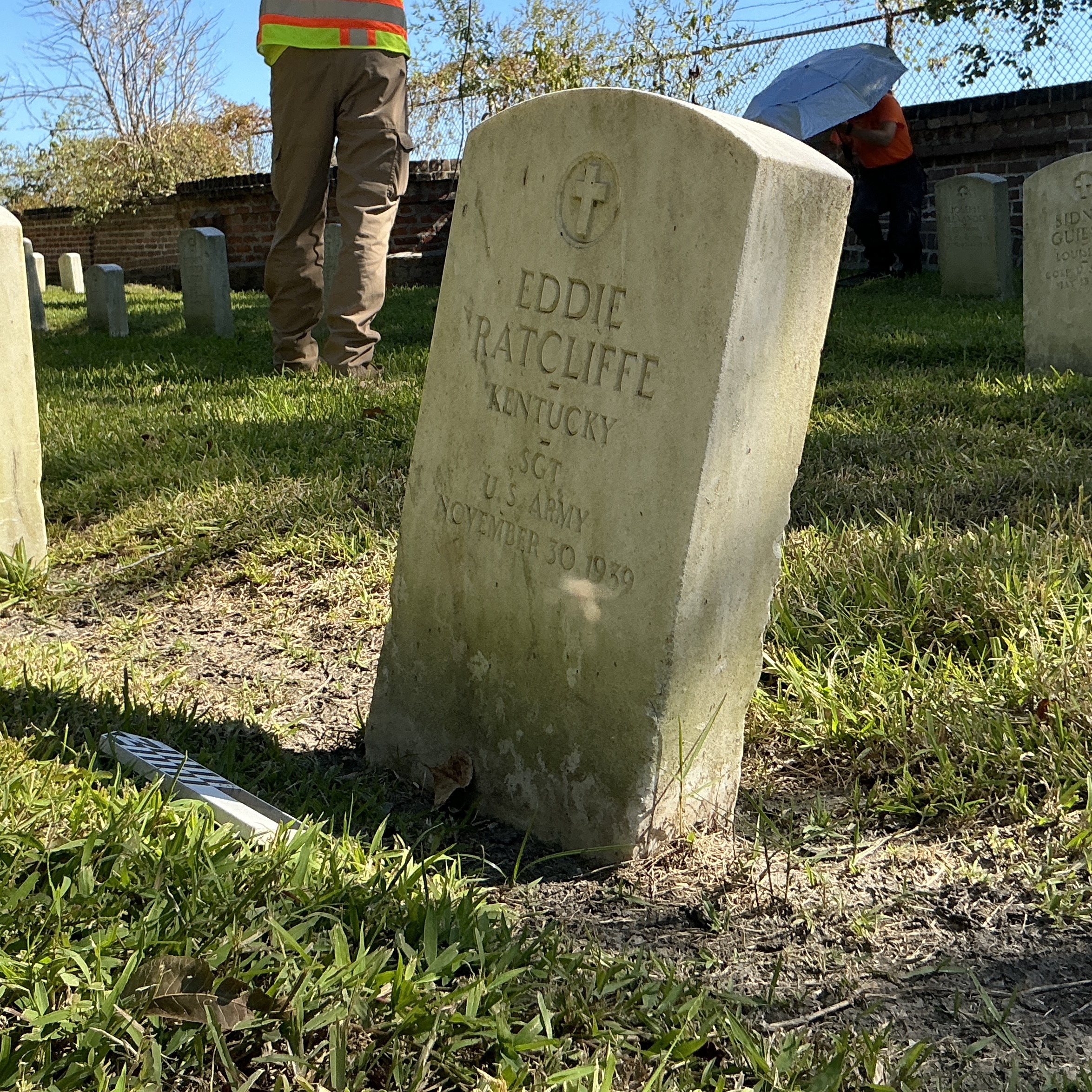 Extra image of upright marble headstone with flat face.