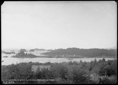 Field and agriculture Sitka Town seen from the Russian Orthodox Cemetery.