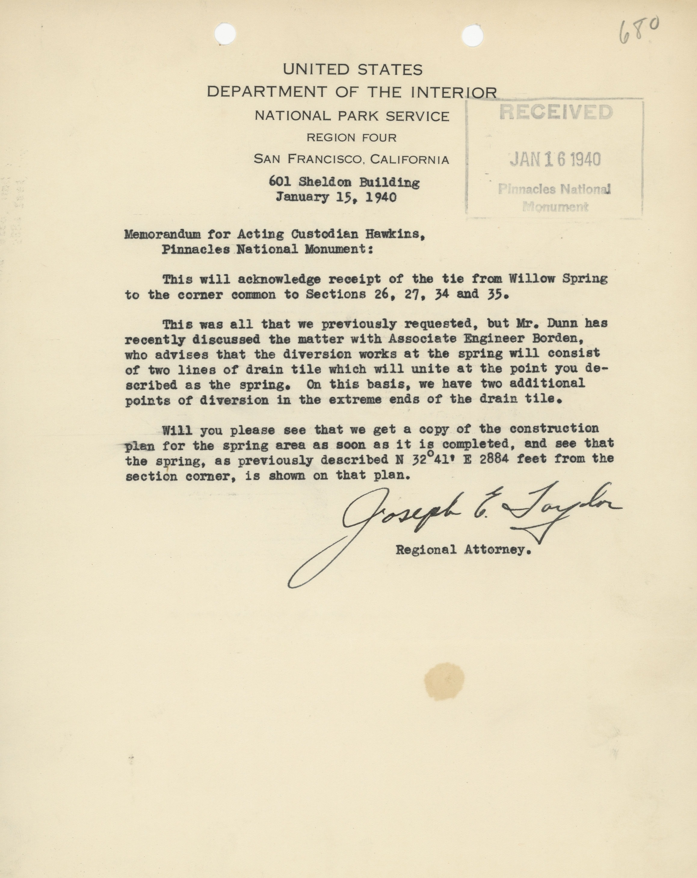 Willow Spring Construction Memorandum