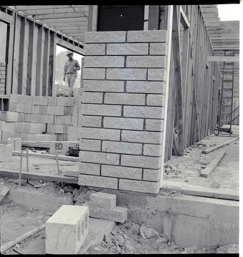 The first split blocks for the Mission 66 Visitor Center and Museum, man walked in background.