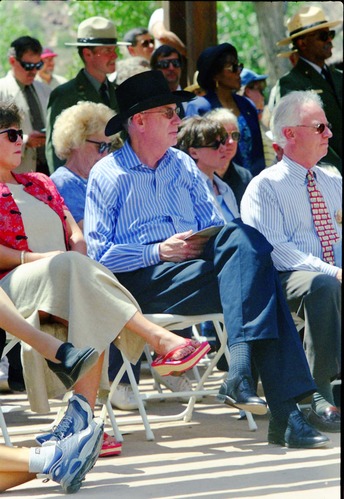 Color Photos of the opening celebration for the new visitor center - Same day as the official shuttle launch.