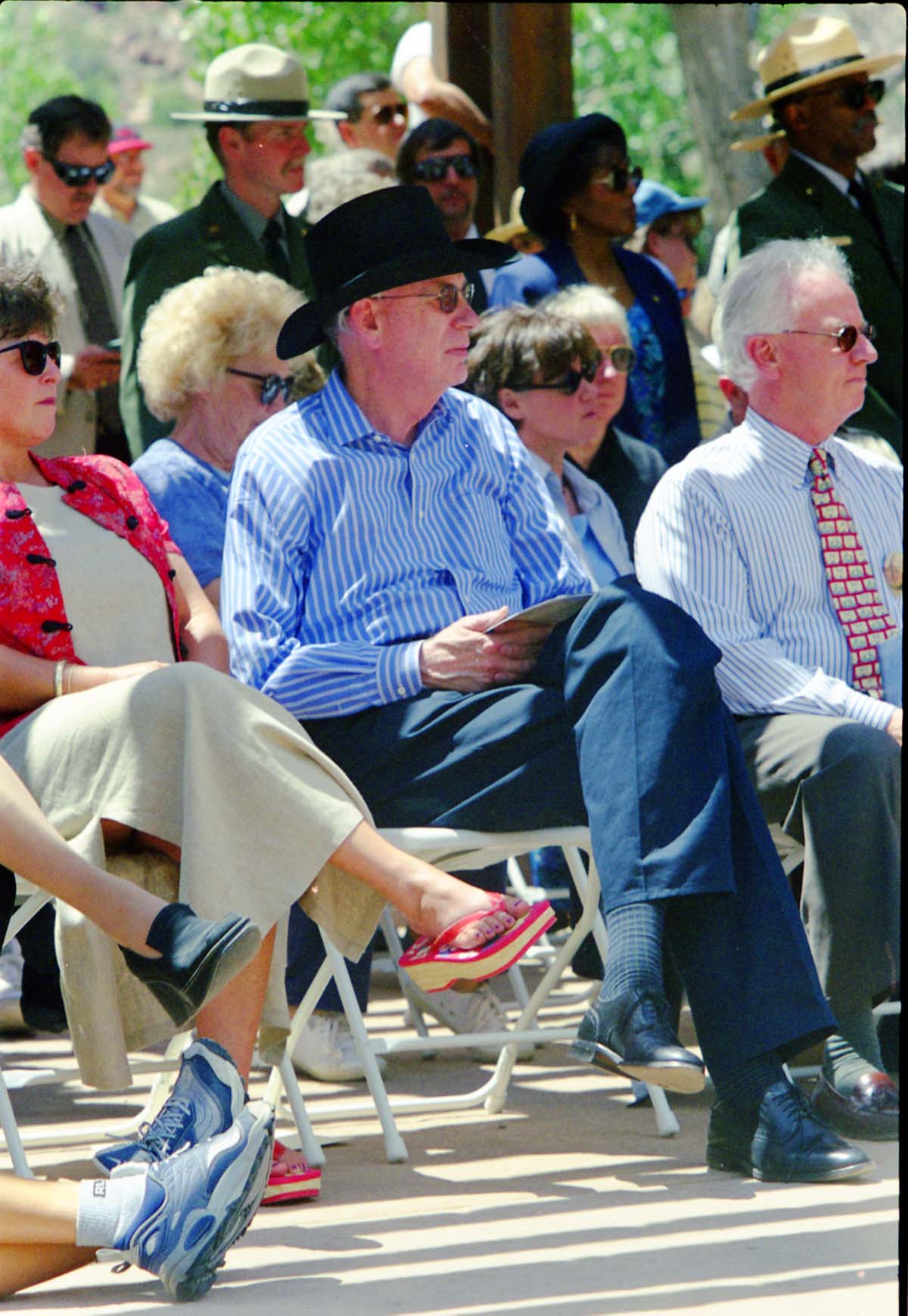 Color Photos of the opening celebration for the new visitor center - Same day as the official shuttle launch.