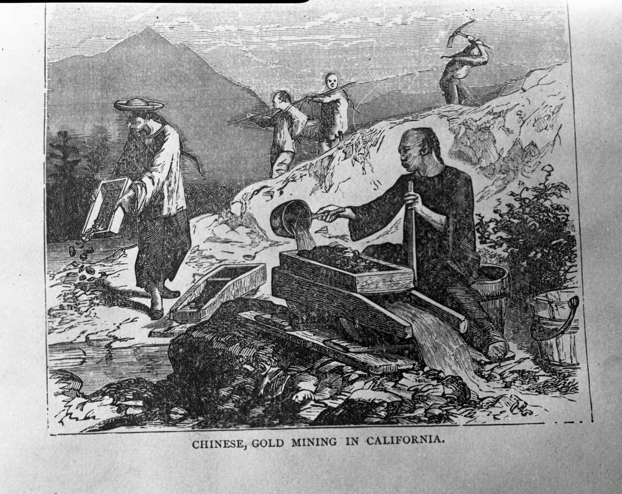 Chinese panning gold in early days. From an old print.