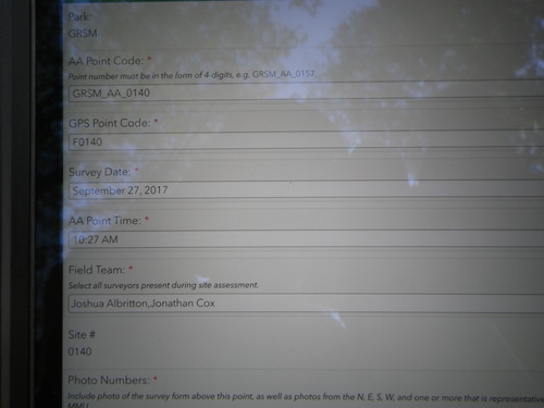 GRSM Accuracy Assessment. Plot Code: GRSM_AA_0140_1