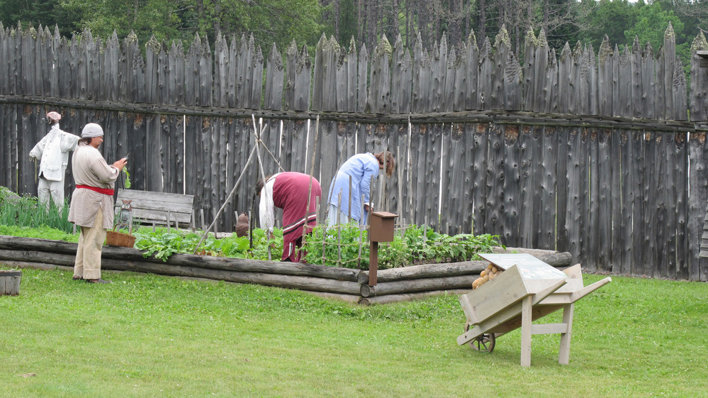 Historic gardeners tend the plants.
