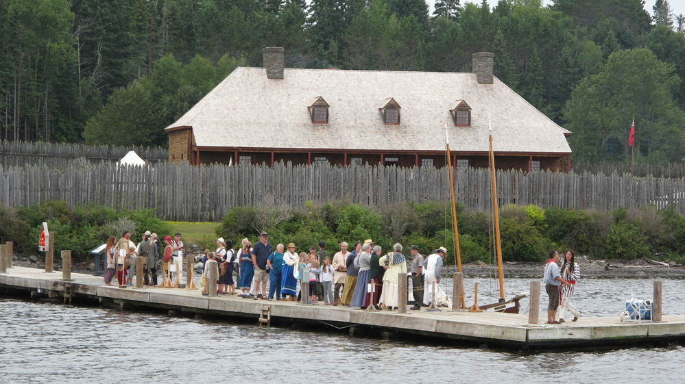 People in line on the dock.