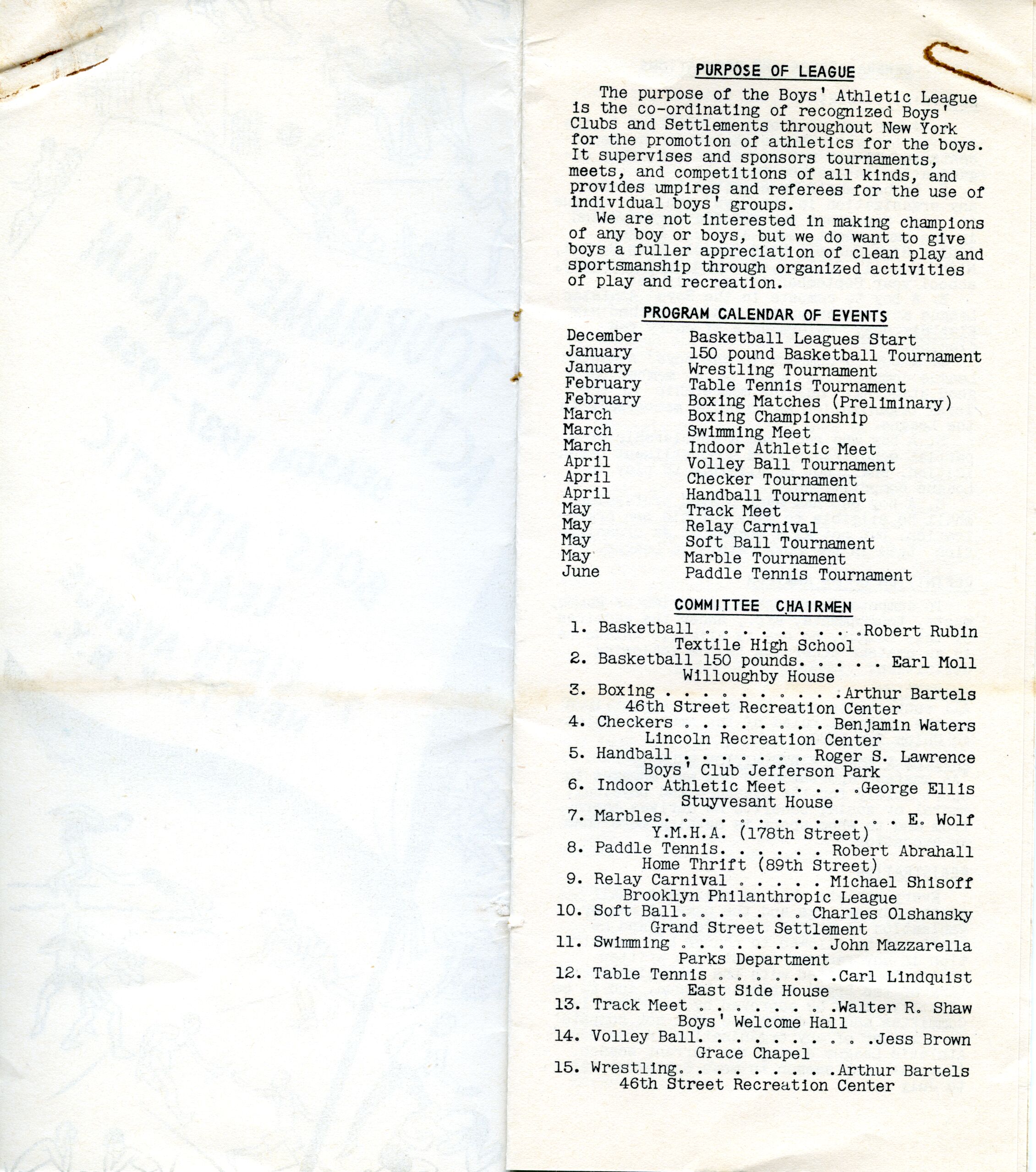 Booklet, Boys' Athletic League, 1938 p.3.tif