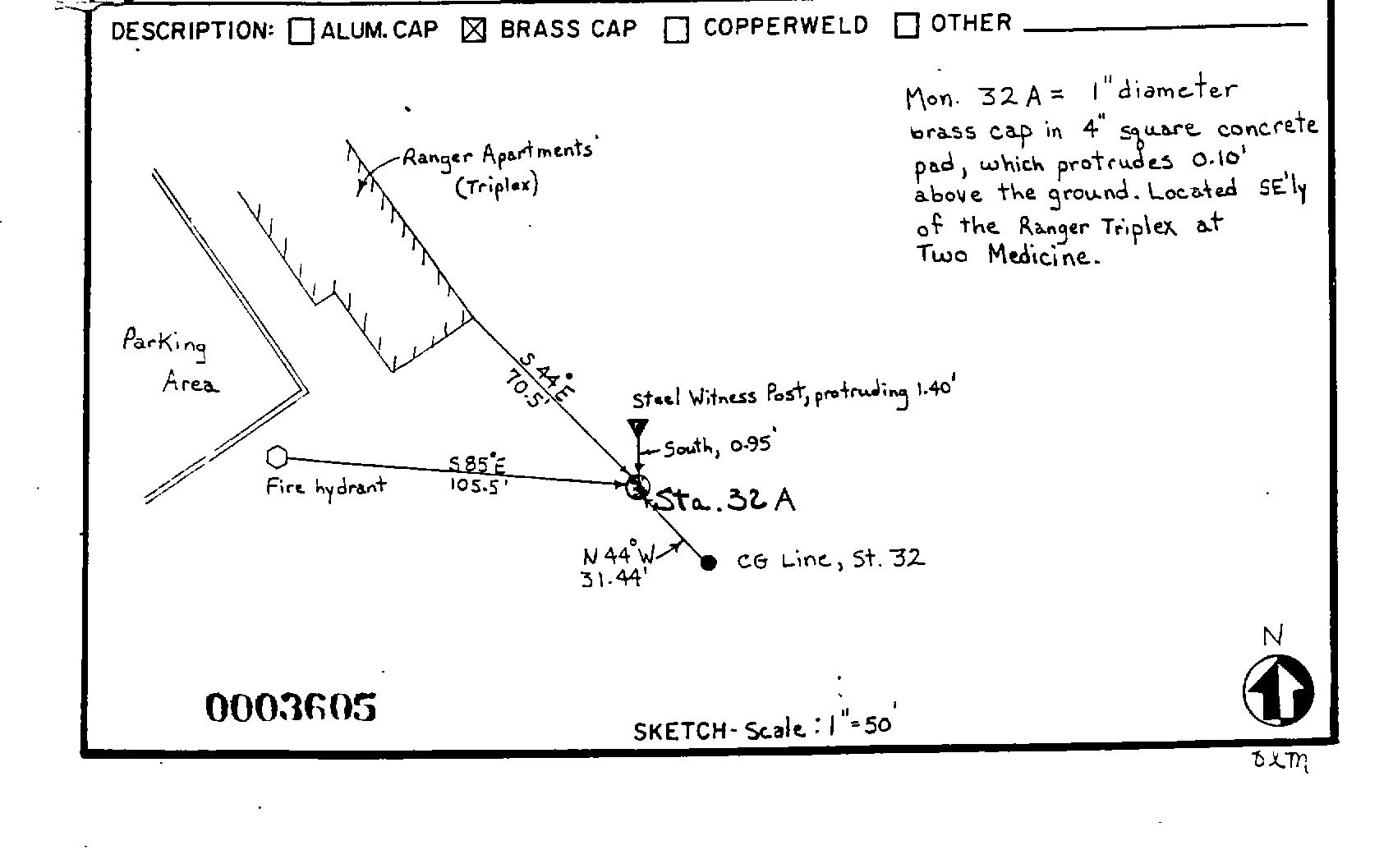 00003605 Survey Monumentation Sketch
