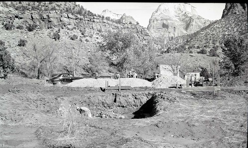 Grading, clearing and excavation of basement for residence Building 14, Oak Creek. [This item has a positive. This item has a duplicate photo.]