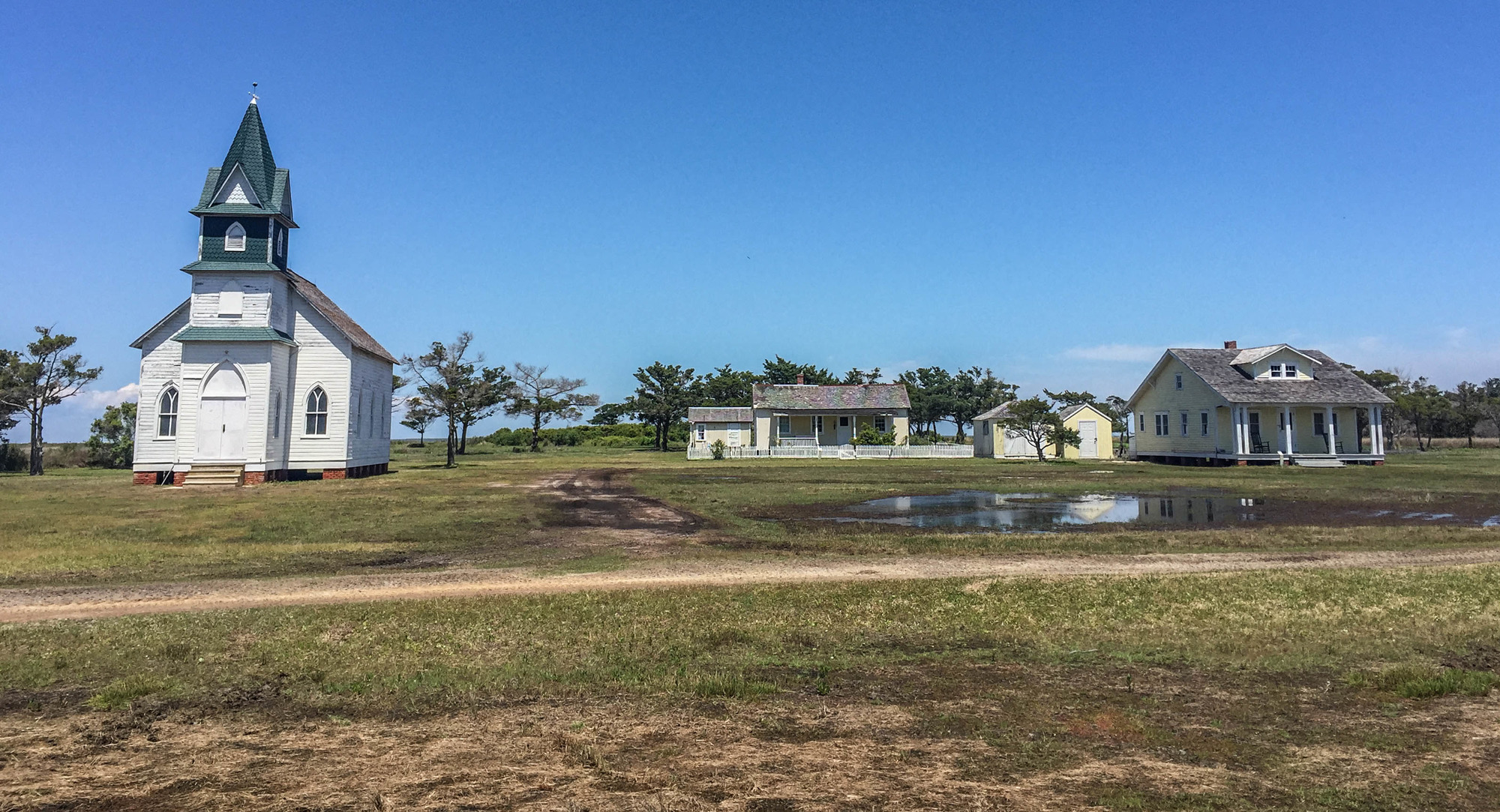 White church with a steeple 