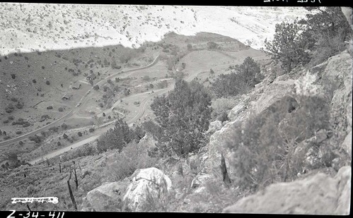 Oak Creek before development, viewed from above, with three houses.