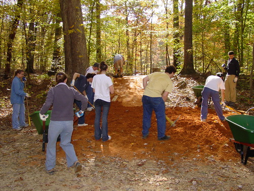 Volunteers Carderock Parking Lot Access Trails to Towpath - Rehab 052
