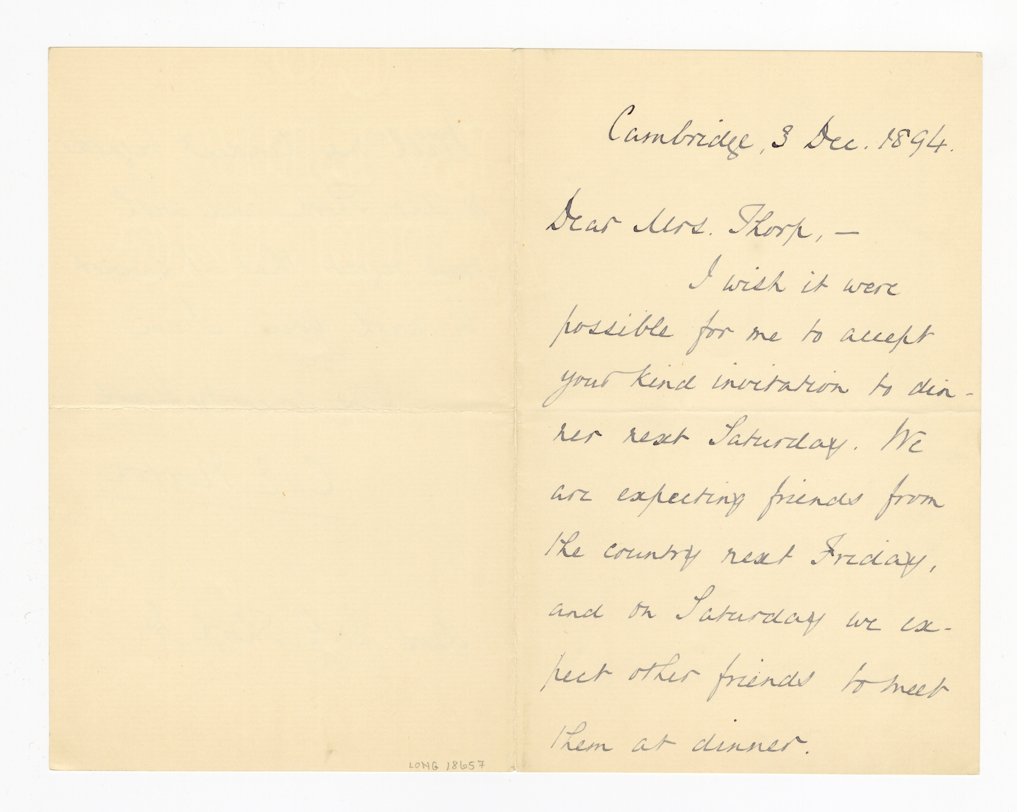 Manuscript letter