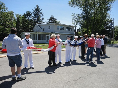 Unfurling the American flag