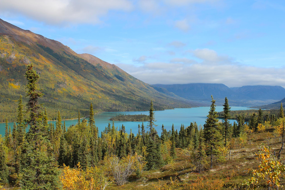 Looking toward Kontrashibuna Lake from the slopes of Holey Mountain as the vegetation turns yellow and gold in September and summer fades to fall.