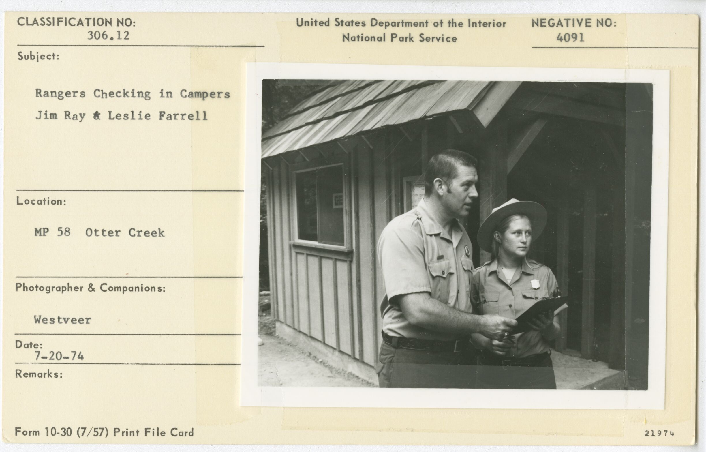 Rangers Jim Ray & Leslie Farrell checking in campers