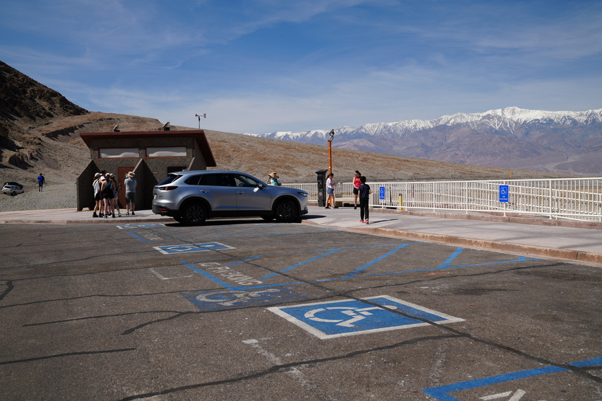 Badwater Basin ADA parking. 3 spots. Near the bathroom and ramp access to the flats