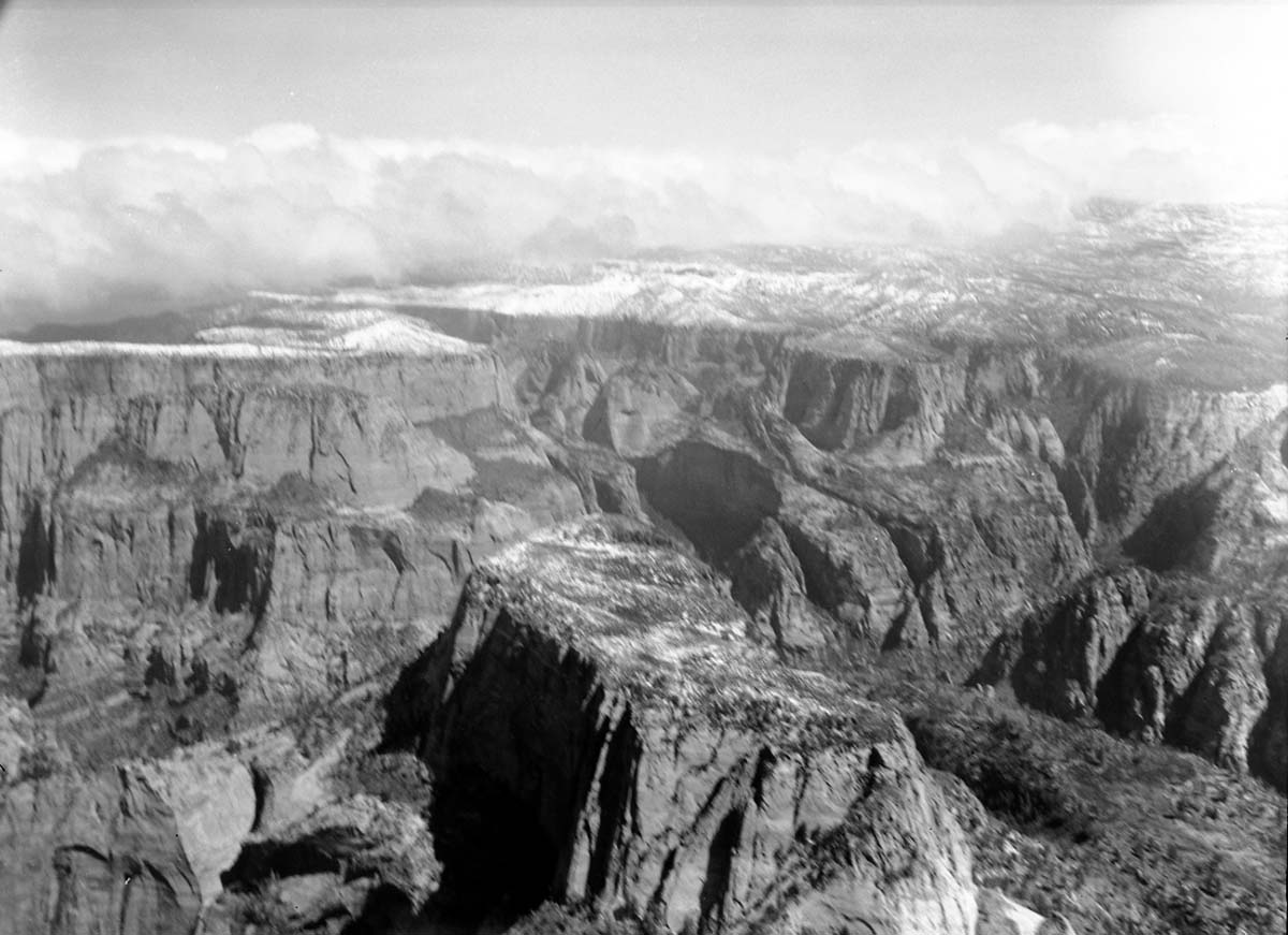 Aerial view of Kolob at northwest corner of Zion National Park. Note snow on the tops of the mountains in early May.