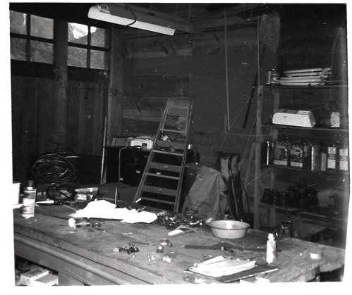 BW photo of rock slide in the maintenance yard - 110 MM.
