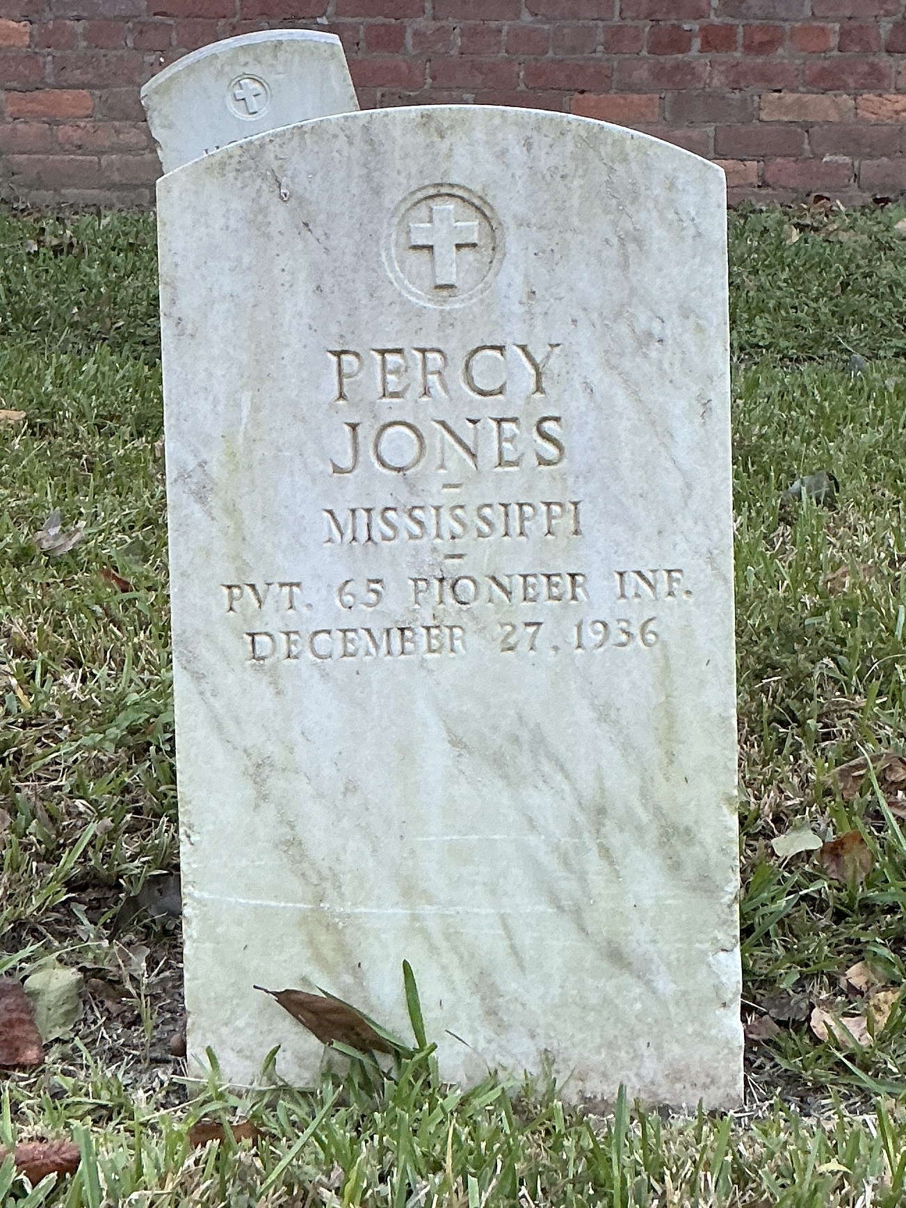 Front of upright marble headstone with flat face.