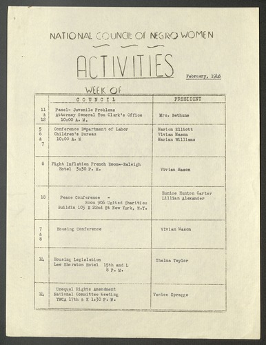 National Council of Negro Women Activities 