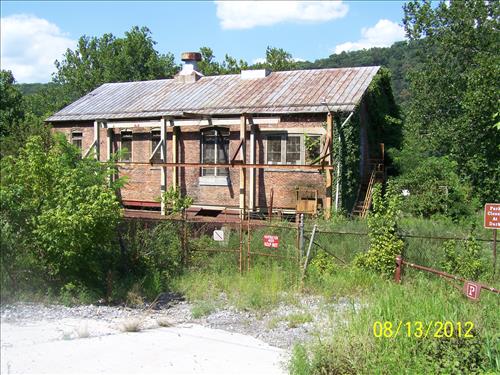 Photograph views of the historic Hydroelectric Plant building on August 13, 2012, which show the deteriorating exterior conditions which justify the project stabilzation work; Harpers Ferry National Historical Park/NPS.