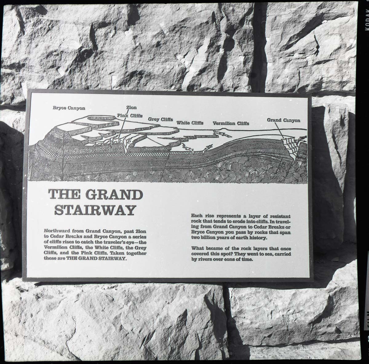 BW Photos of trailside exhibits.