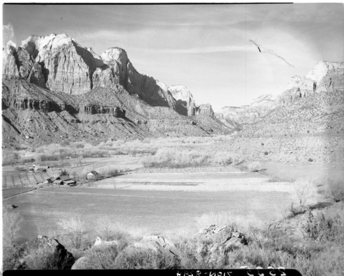 Arden Schieffer's property east of Virgin River, south of park boundary, with cabin; appraisal of property pending government purchase.