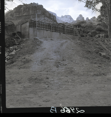 Bridge pier across Oak Creek.