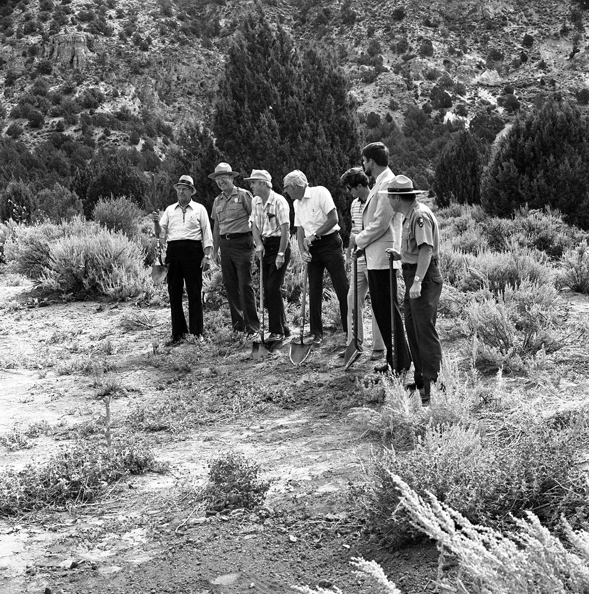 BW Photos of the groundbreaking ceremony for the Kolob Canyons Visitor Center.
