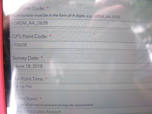 GRSM Accuracy Assessment. Plot Code: GRSM_AA_0628_1