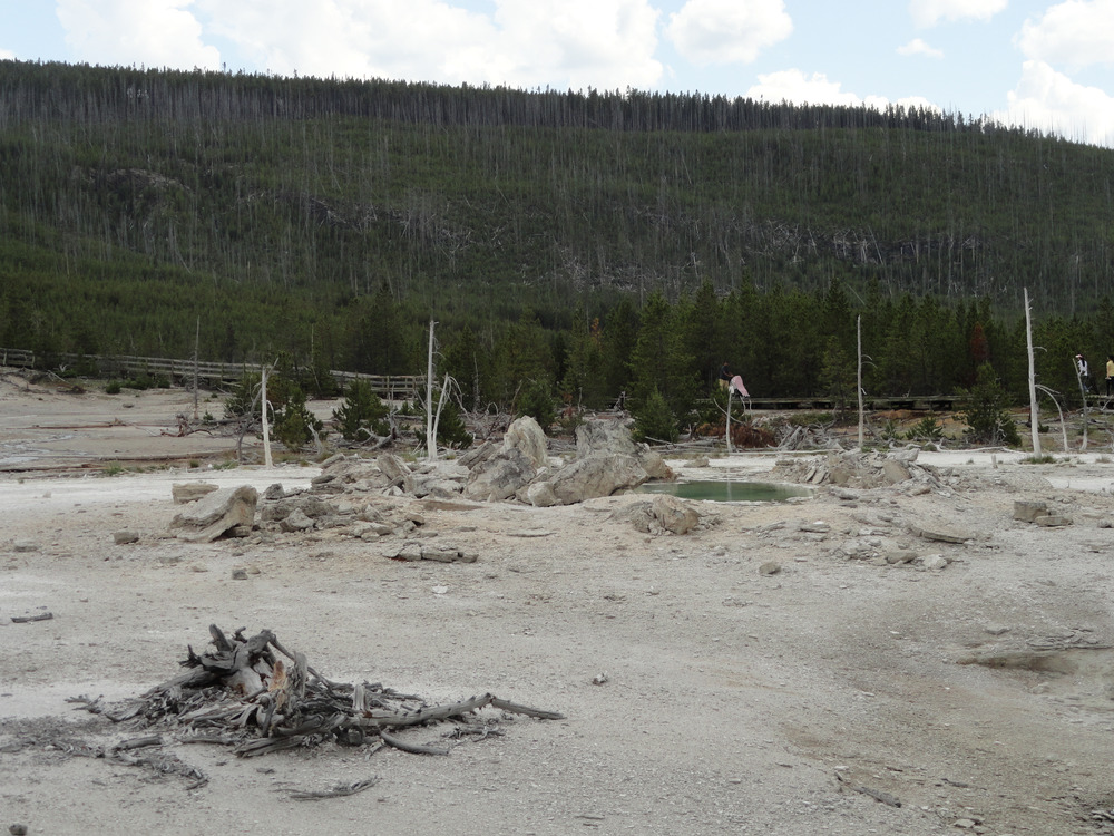 Rock debris litters the ground around the exploded Porkchop Geyser.