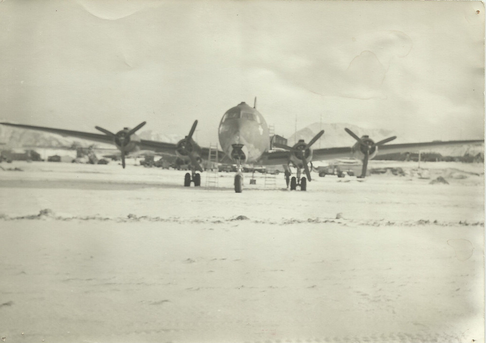 Airplane on snowy runway