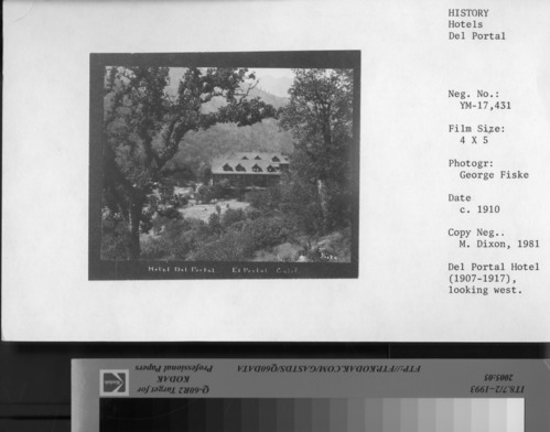 Del Portal Hotel (1907-1917), looking west.