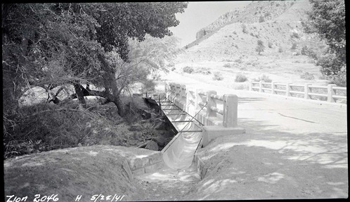 Metal flume for the irrigation leading to the South Campground.