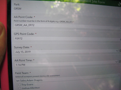 GRSM Accuracy Assessment. Plot Code: GRSM_AA_0972_1