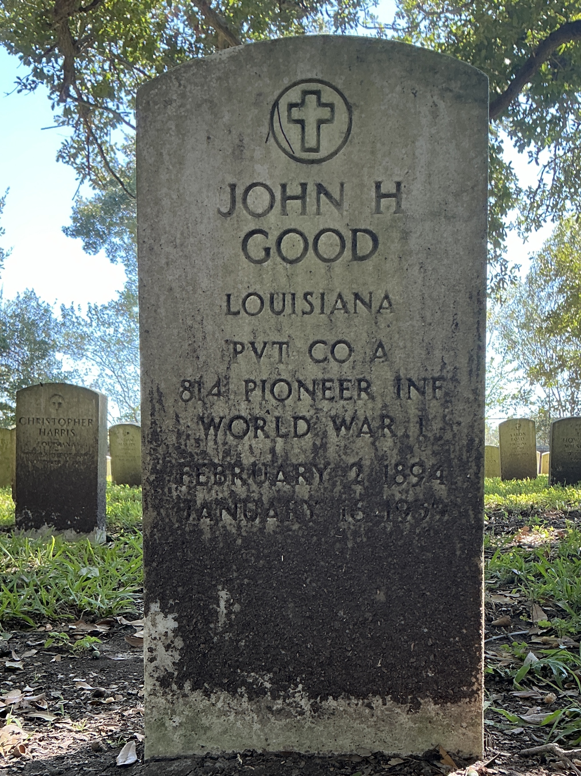 Front of upright marble headstone with flat face.