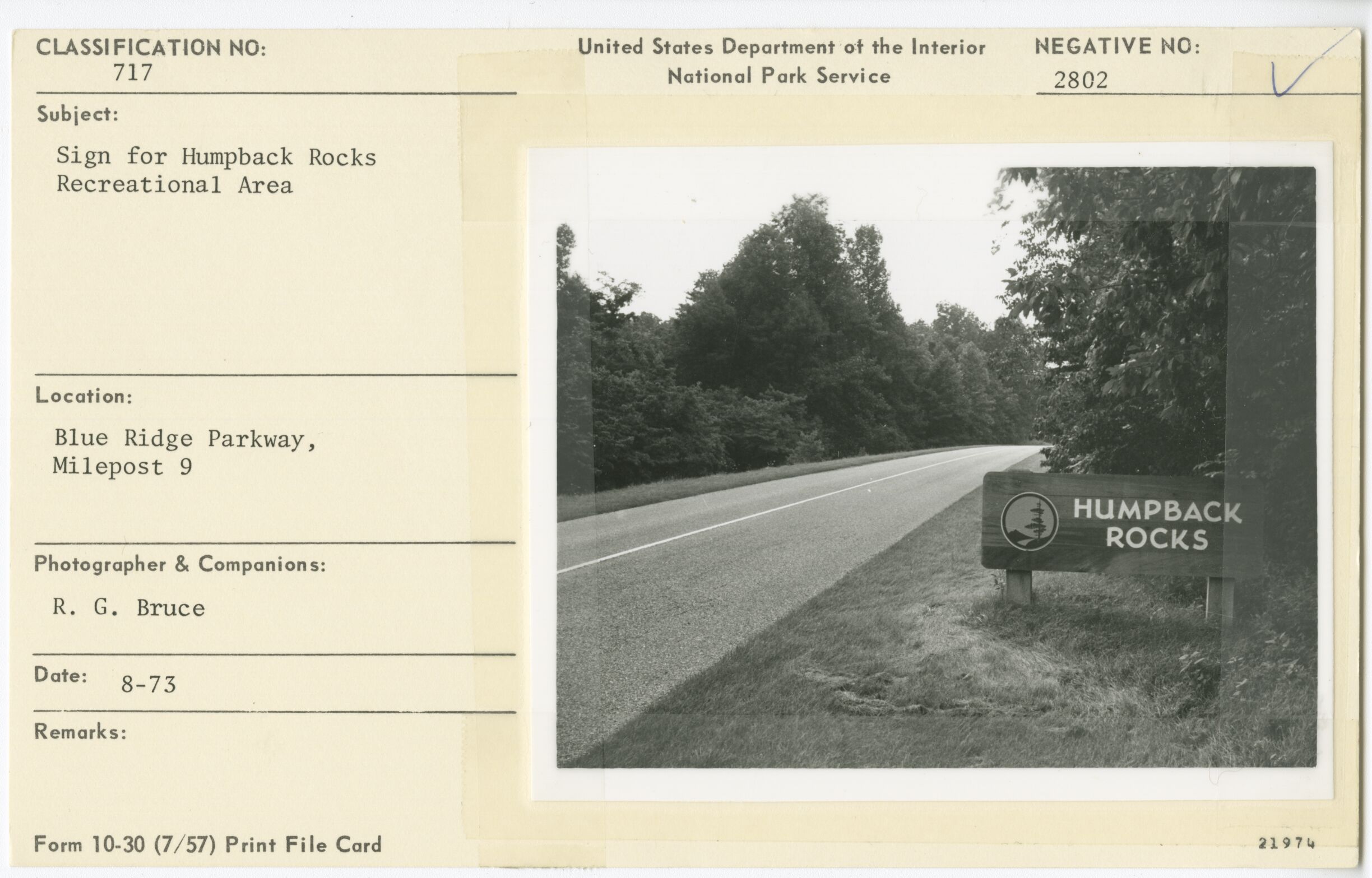 Sign for Humpback Rocks Recreational Area