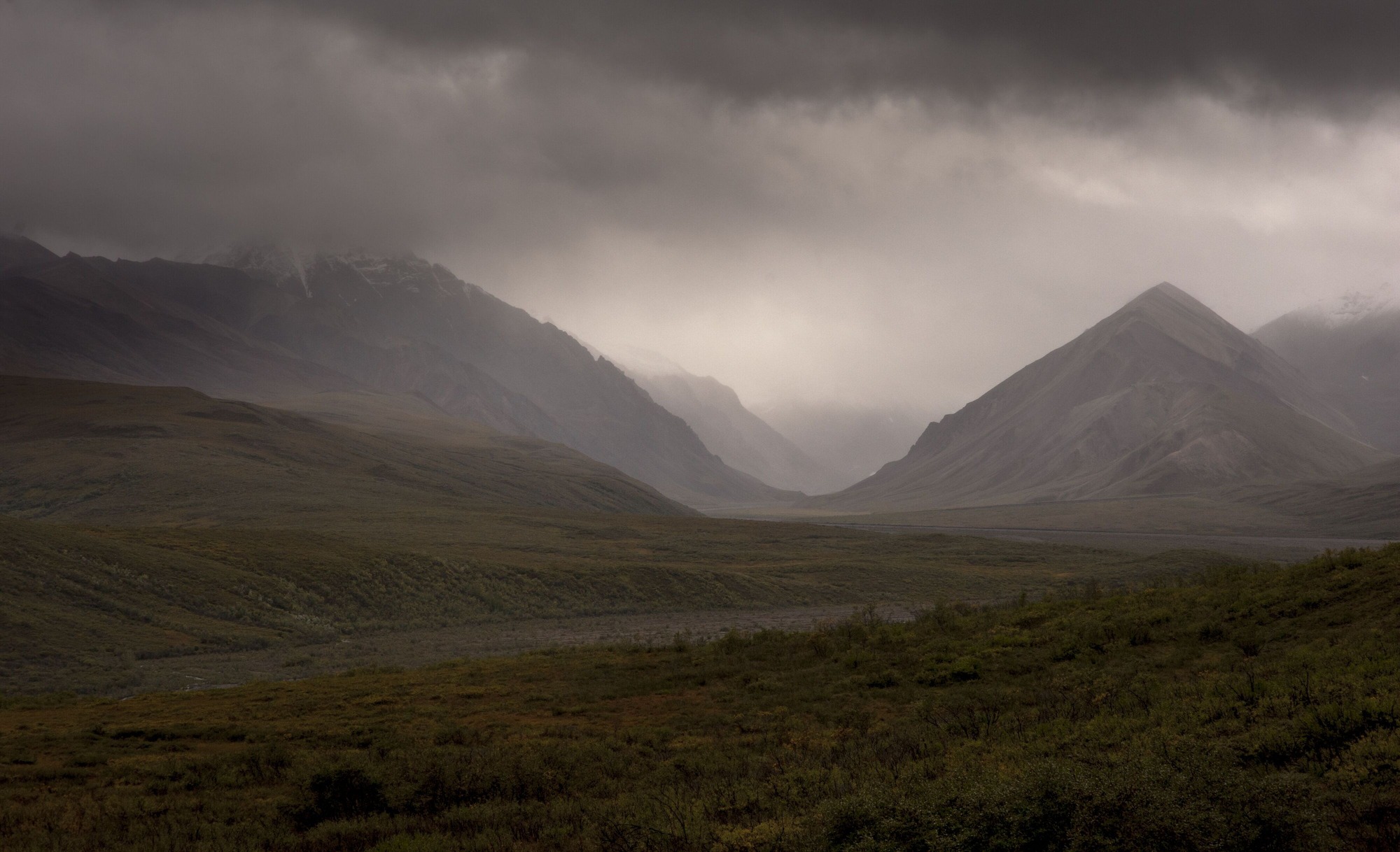 heavy clouds over mountains