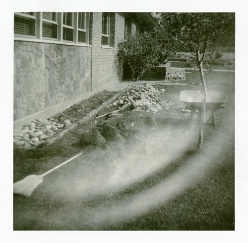 Landscaping activities along the exterior of the old Mission 66 Visitor Center and Museum grounds.