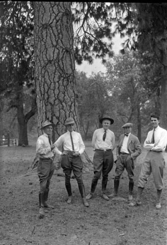 L-R: 1. Road Engineer Austin (Sequoia) 2. Supt. Lewis 3. Stephen Mather 4. G.S. Underwood 5. Don Tresidder