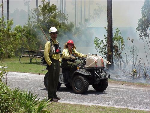 Firefighters on prescribed burns in Everglades NP 2002