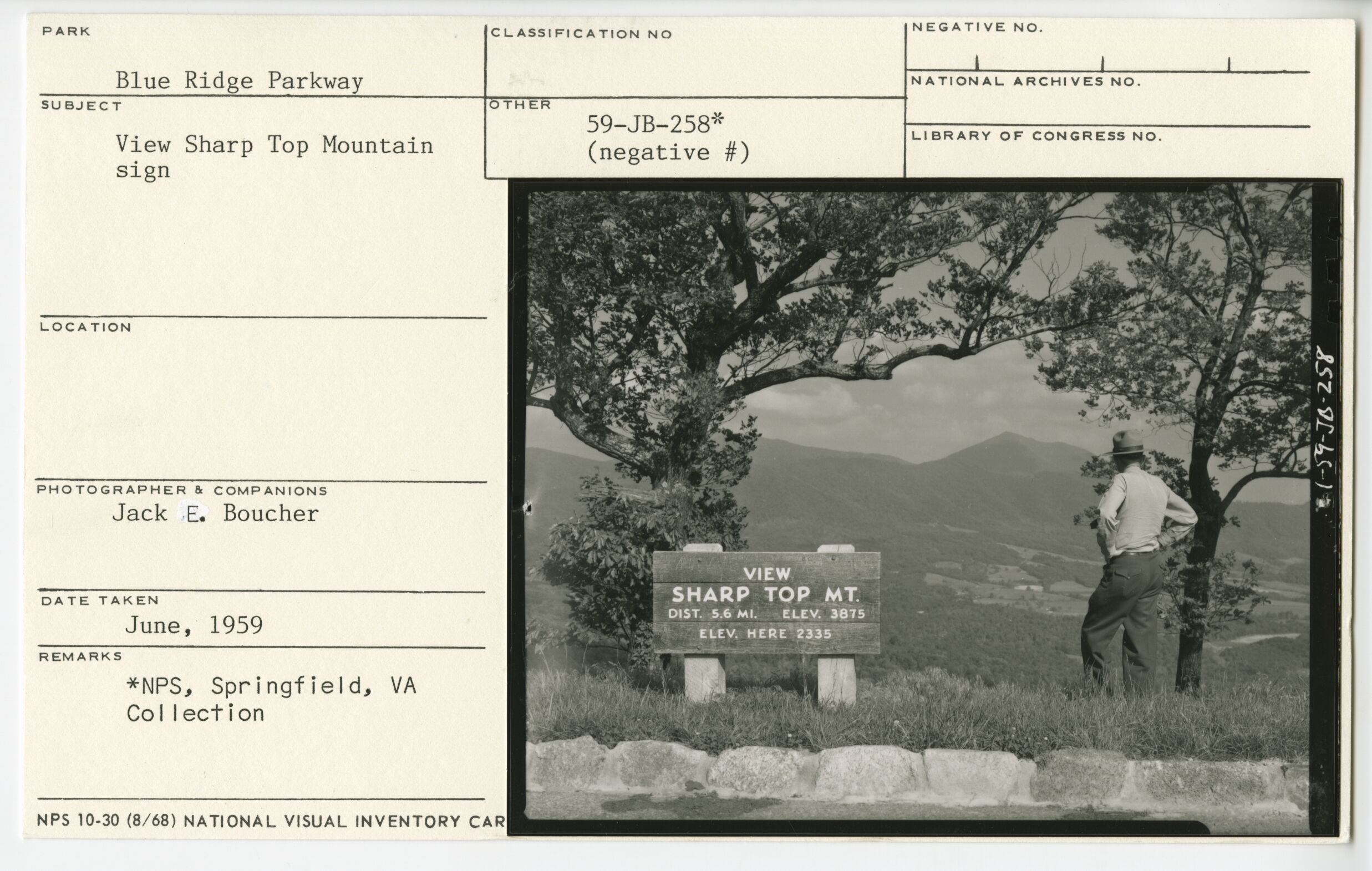 View near Sharp Top Mountain sign