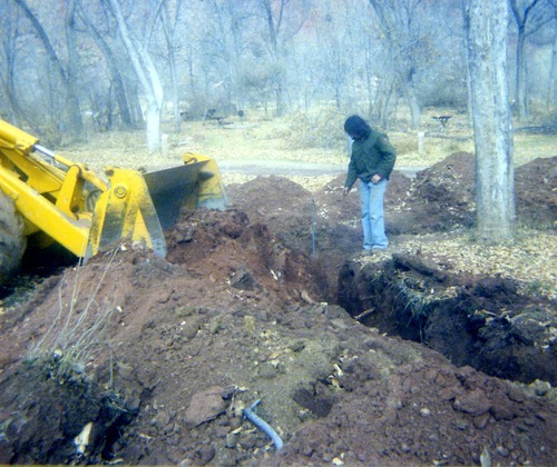Man working on the utilities project at Zion Lodge.