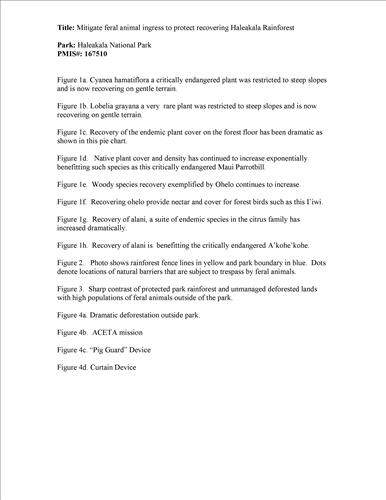 Supporting Images for PMIS#16750 - Mitigate feral animal ingress to protect recovering Haleakala Rainforest