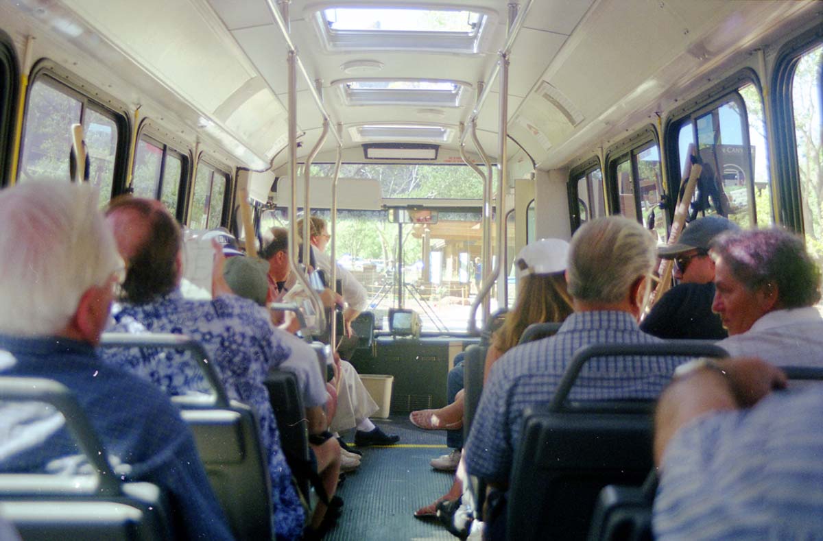 Color Photos of the official launch of the Zion shuttle system- same day as the new visitor center opening.