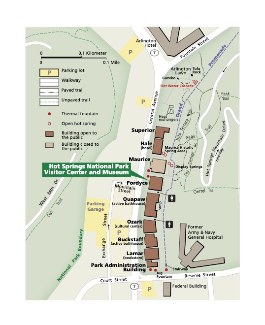 Hot Springs National Park Bathhouse Row Map